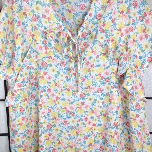 Lipslide Sleeveless Yellow Floral Tie Front Blouse L - Picture 3 of 7